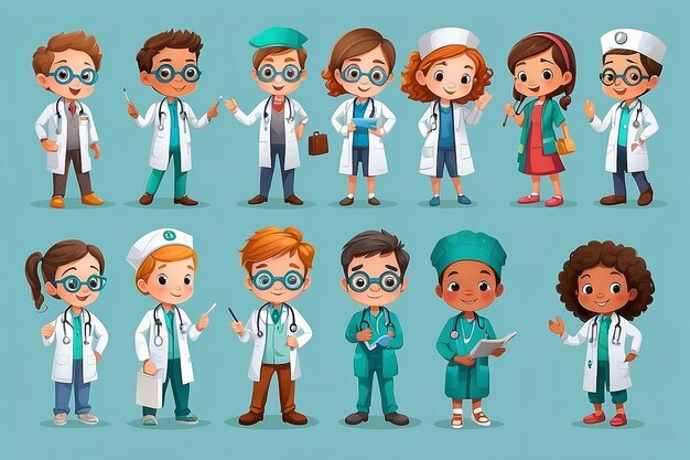 Ilustración del disfraz de profesión de médico para niños