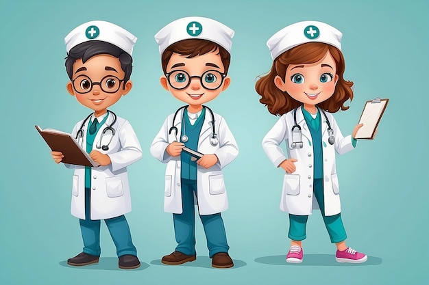 Ilustración del disfraz de profesión de médico para niños