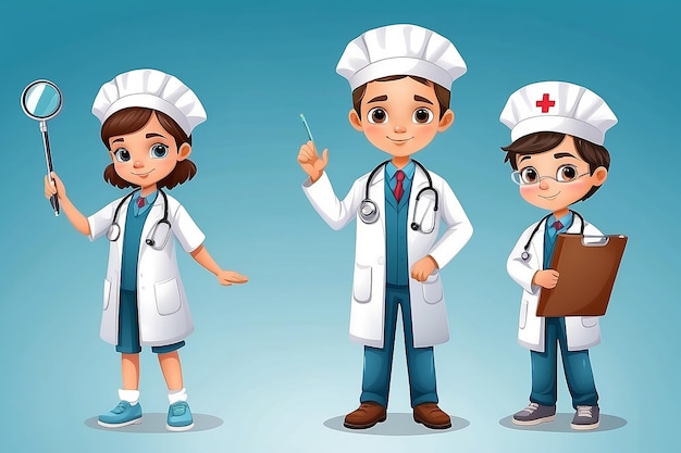 Ilustración del disfraz de profesión de médico para niños