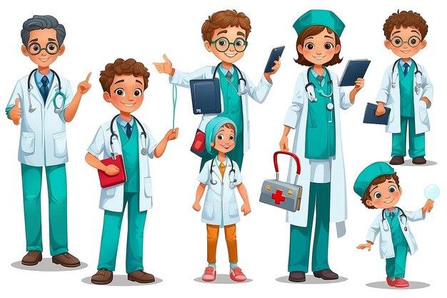 Ilustración del disfraz de profesión de médico para niños