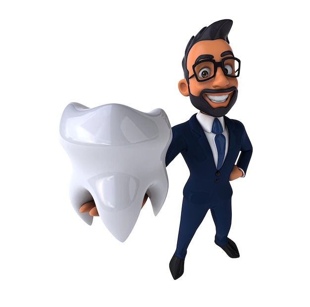 Ilustración divertida en 3D de un hombre de negocios indio