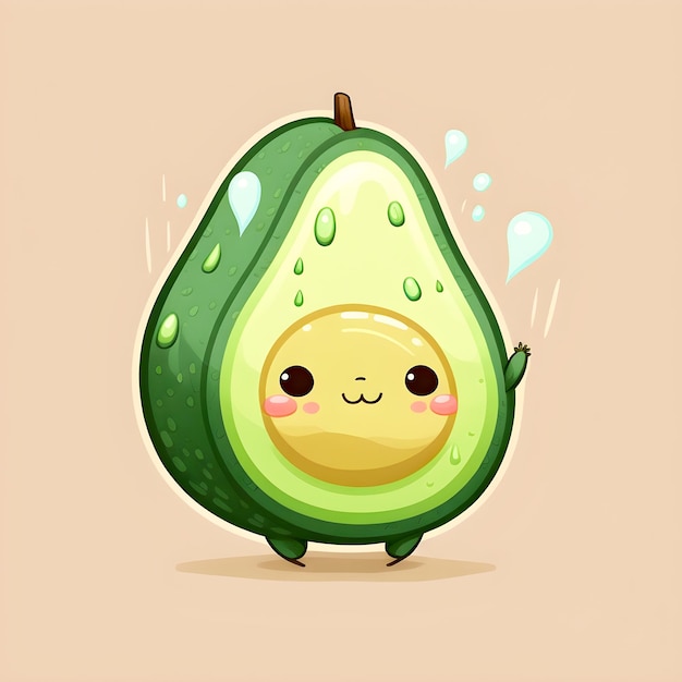 Ilustración divertida de aguacate Kawaii