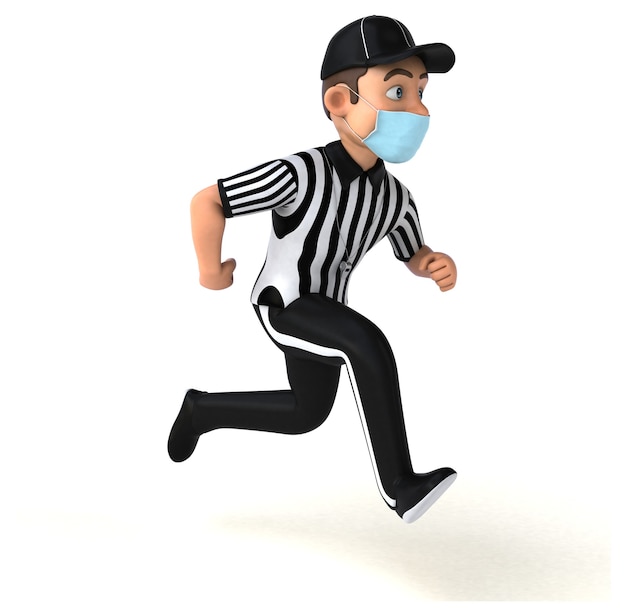 Ilustración divertida de un árbitro americano con una máscara