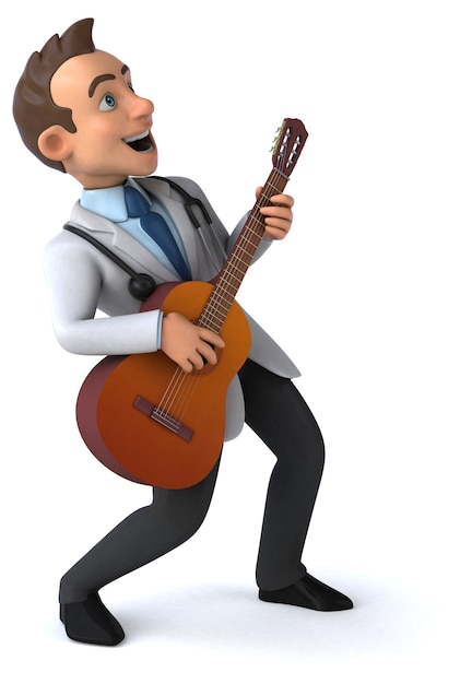 Ilustración divertida de doctor y guitarra