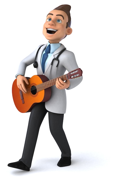 Ilustración divertida de doctor y guitarra