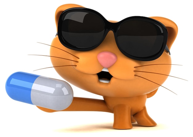 Ilustración divertida del gato 3D