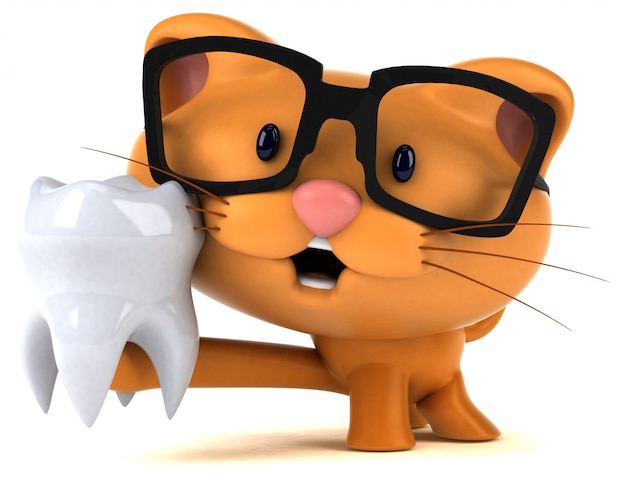 Ilustración divertida del gato 3D