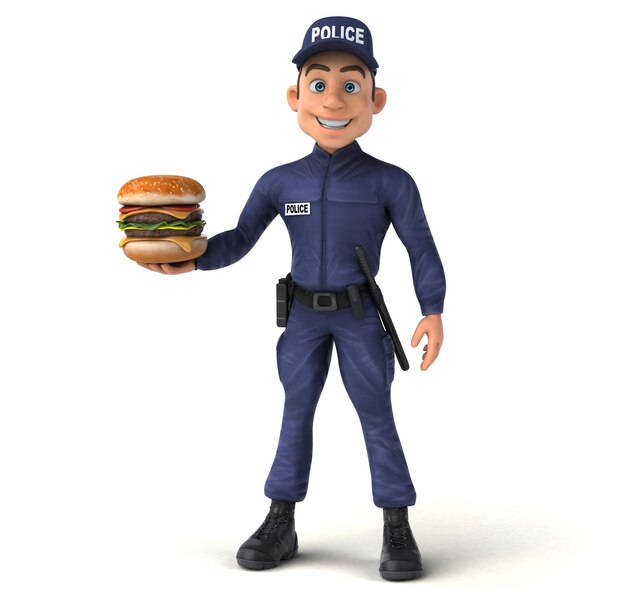 Ilustración divertida de un oficial de policía de dibujos animados