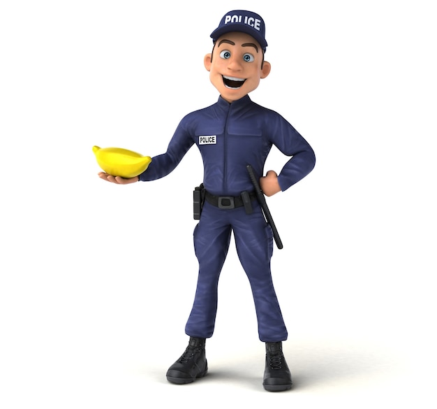 Ilustración divertida de un oficial de policía de dibujos animados