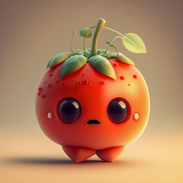 Ilustración divertida de tomate Kawaii