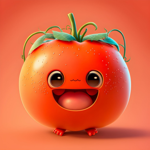 Ilustración divertida de tomate Kawaii