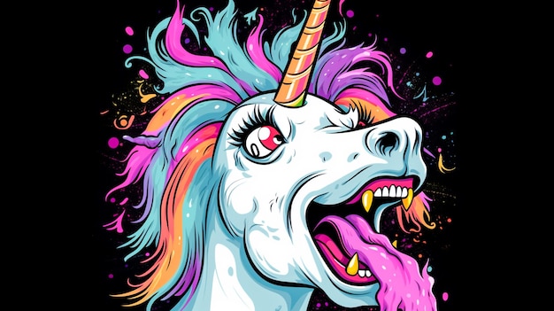 Foto ilustración divertida del unicornio