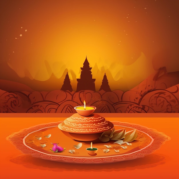 Ilustración de diya en la celebración de diwali celebración de diwali en india