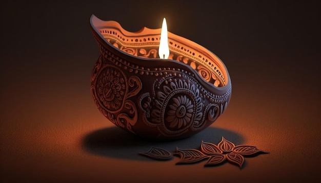 Ilustración de diya en la celebración de Diwali.