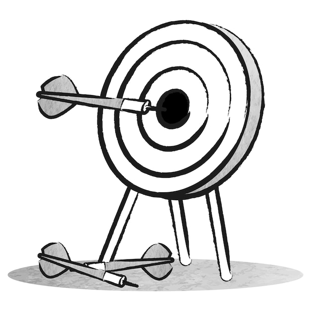 Ilustración de doodle de dardos y flechas Png para marketing empresarial