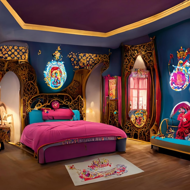 Ilustración de dormitorio de princesa