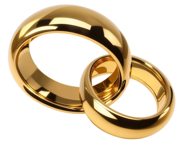 Ilustración de dos anillos de boda de oro aislados sobre un fondo blanco
