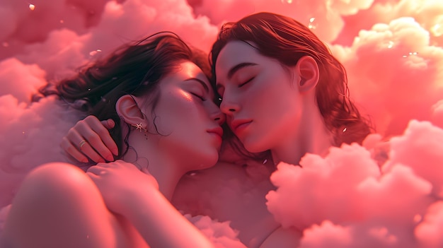 Ilustración de dos mujeres enamoradas Diseño del día de San Valentín