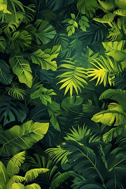 Foto una ilustración de un dosel de bosque tropical visto desde arriba