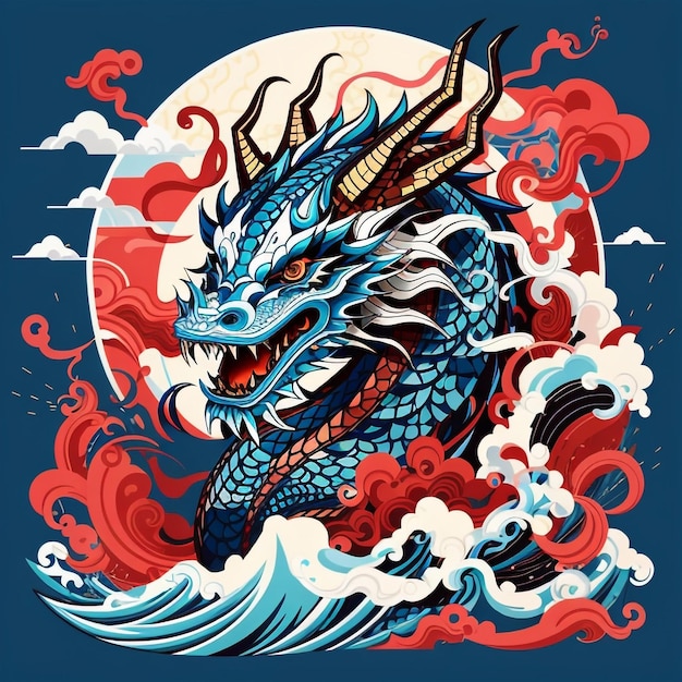 Ilustración del dragón japonés