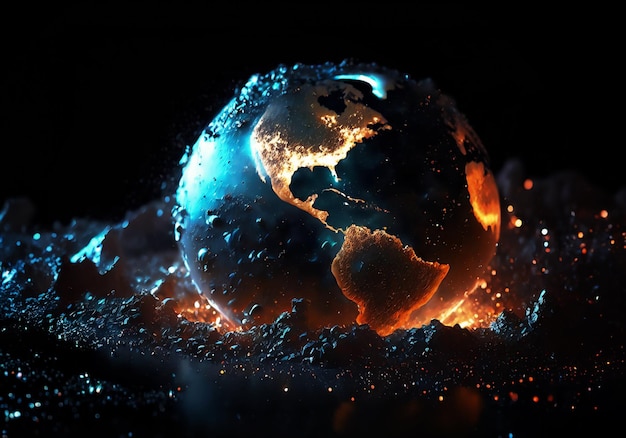 Foto ilustración dramática sobre la destrucción del planeta tierra
