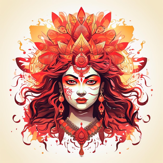 Ilustración de Durga Puja también conocida como Durgotsava o Sharodotsav