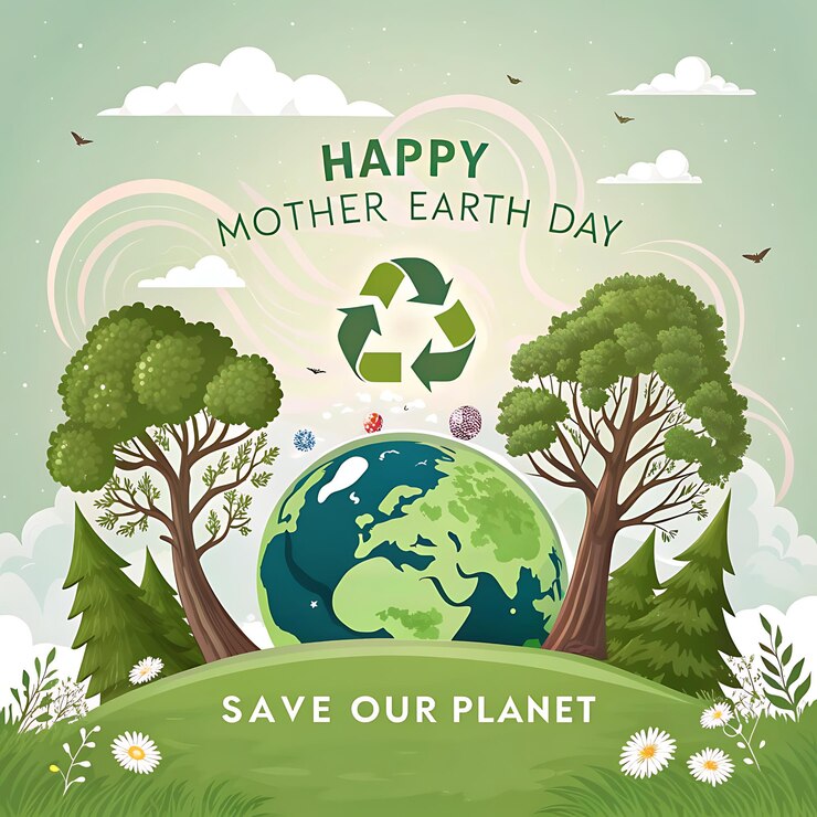 Ilustración ecológica de árbol y manzana con un tema de naturaleza verde perfecta para un cartel del día mundial