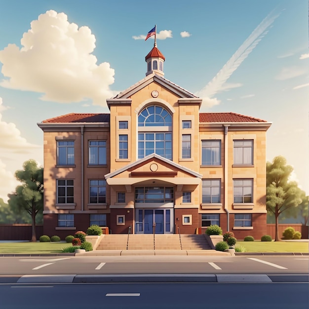 Ilustración de un edificio escolar