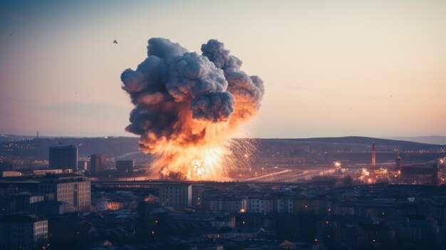 Ilustración de edificios bombardeados en Israel Palestina Conflicto de Israel Guerra fuego y destrucción