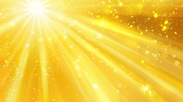 Ilustración del efecto de los rayos brillantes de la luz solar amarilla en el fondo amarillo de la imagen generada por la IA