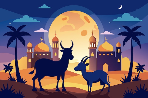 Foto ilustración de eid al-adha ilusteración de la cabra