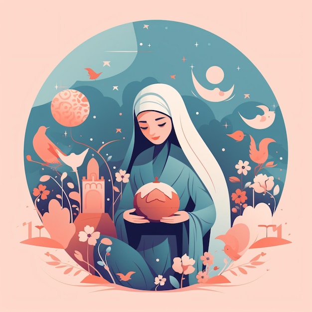 Ilustración de Eid al-Fitr orgánica y plana