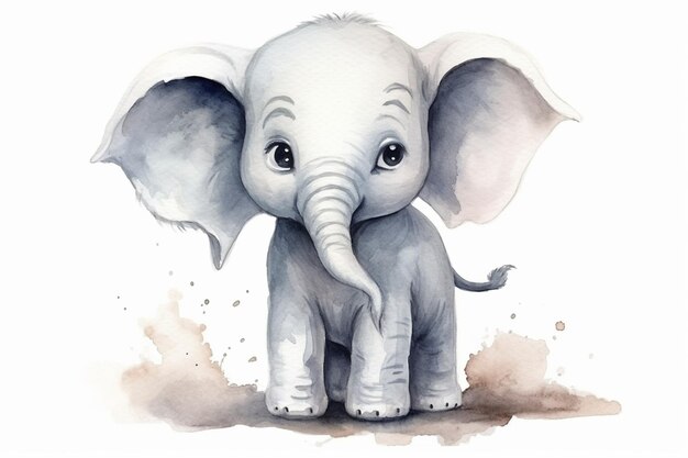 Ilustración de un elefante bebé en fondo blanco