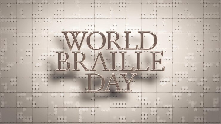 Foto ilustración de elegante celebración del día mundial del braille con fondo texturizado
