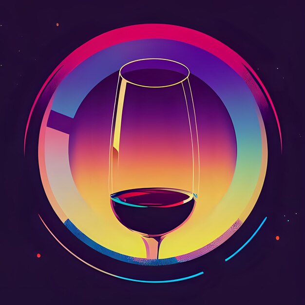 Ilustración elegante colorida de copa de vino