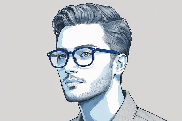 Foto ilustración elegante de gafas que bloquean la luz azul en k grey coloring generative ai