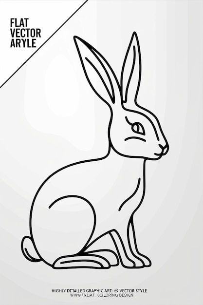 Ilustración elegante de una línea de un conejo