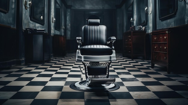 Ilustración de una elegante silla de peluquero clásica hecha de cuero