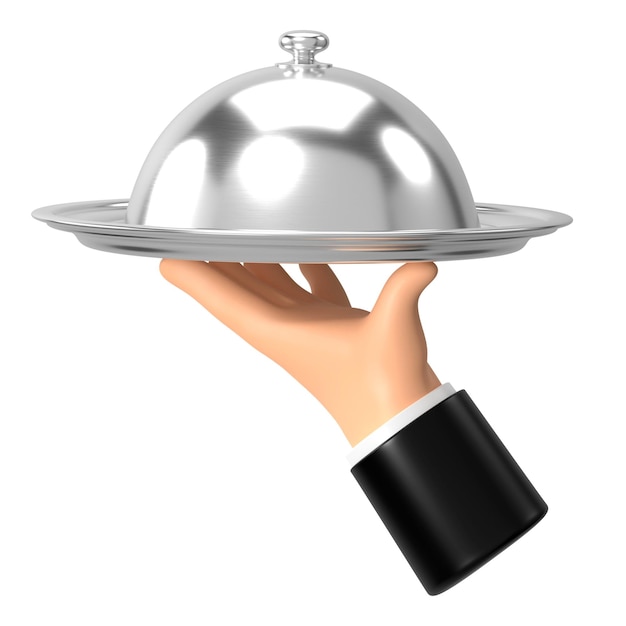Ilustración del elemento de la bandeja de servicio del camarero en PNG 3D de fondo transparente