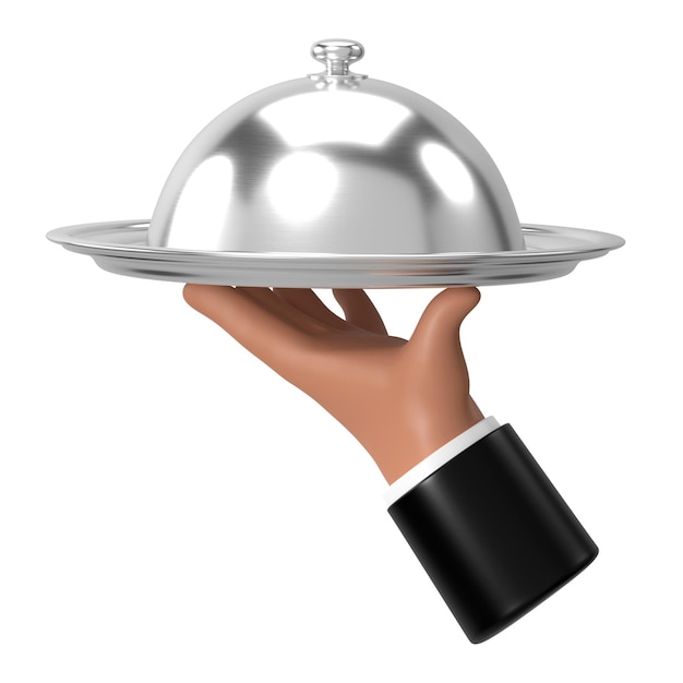 Ilustración del elemento de la bandeja de servicio del camarero en PNG 3D de fondo transparente