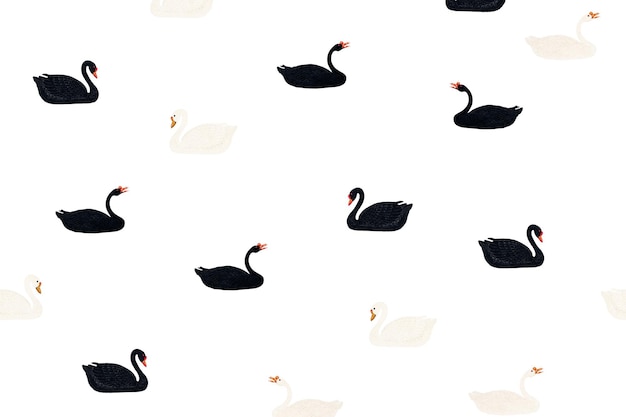 Ilustración de elementos de diseño del patrón de gansos negros y blancos nadando