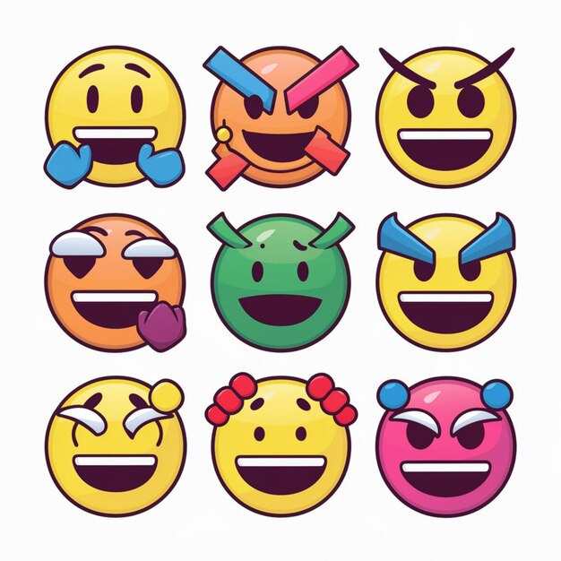 Foto ilustración de emojis en un fondo blanco