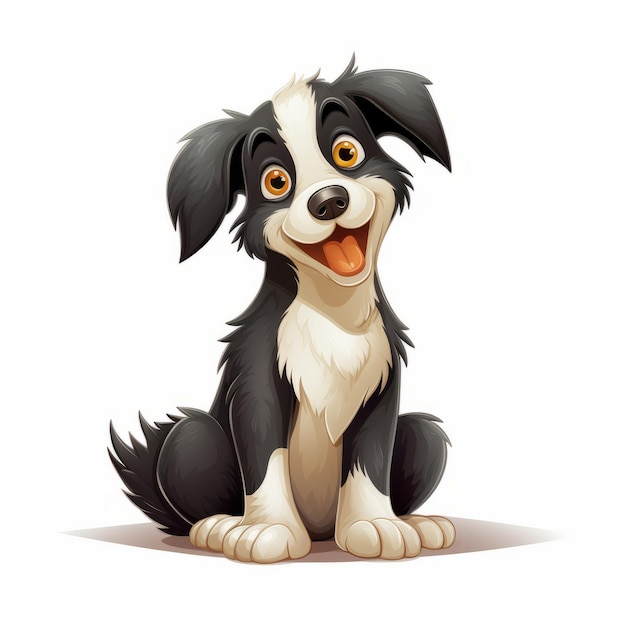 Ilustración encantadora del perro border collie con expresiones animadas