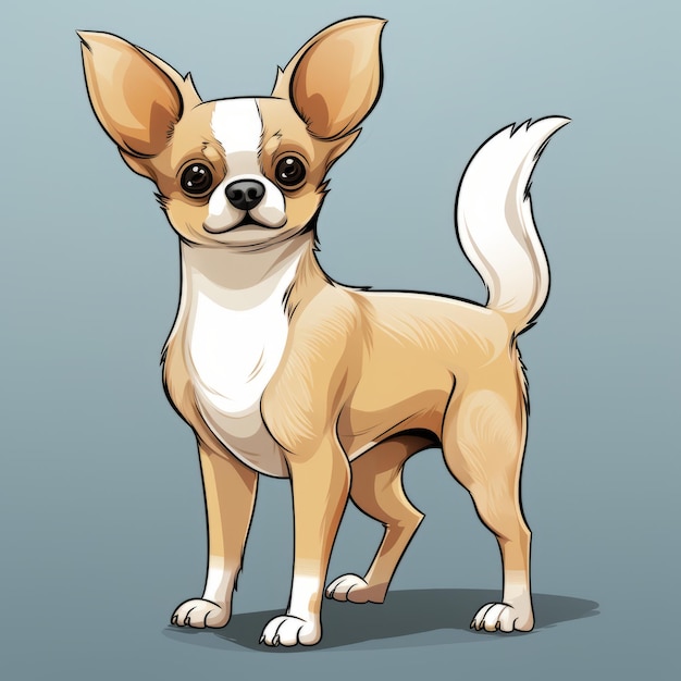 Ilustración encantadora del perro Chihuahua en estilo de sombreado plano