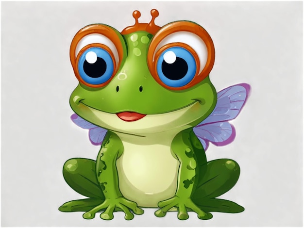 Una ilustración de una encantadora rana verde con grandes