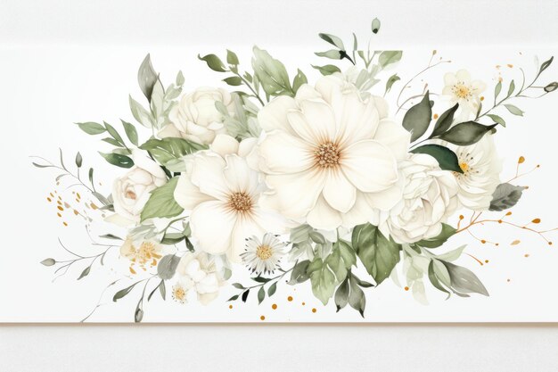 Ilustración encantadora de tarjetas de bodas de flores blancas Un soplo de elegancia AR 32