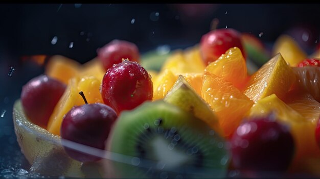 Foto ilustración de ensalada de frutas tropicales