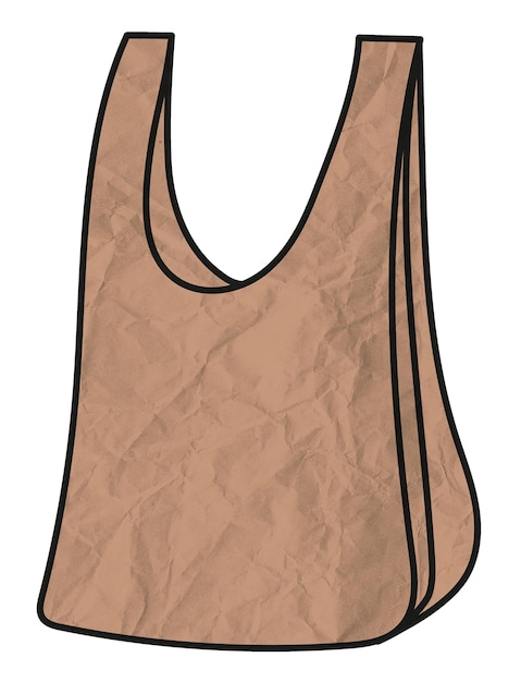 Ilustración del entorno de la pegatina de la bolsa Png con textura de papel arrugado