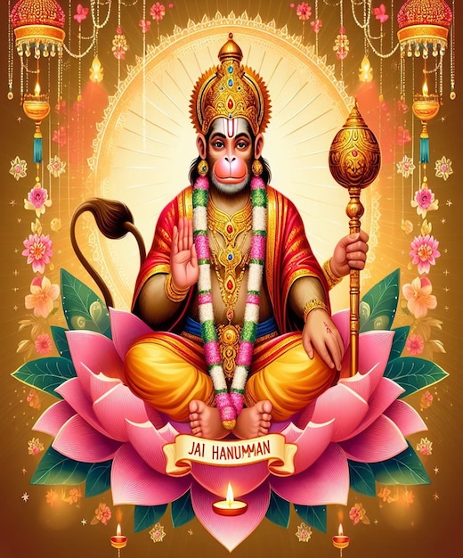 Esta ilustración es generada para el evento mitológico hindú Hanuman Jayanti