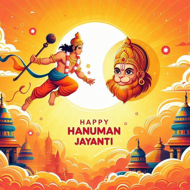 Esta ilustración es generada para el evento mitológico hindú Hanuman Jayanti